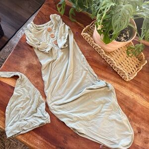 Caden Lane Olive Green Buttoned knotted gown